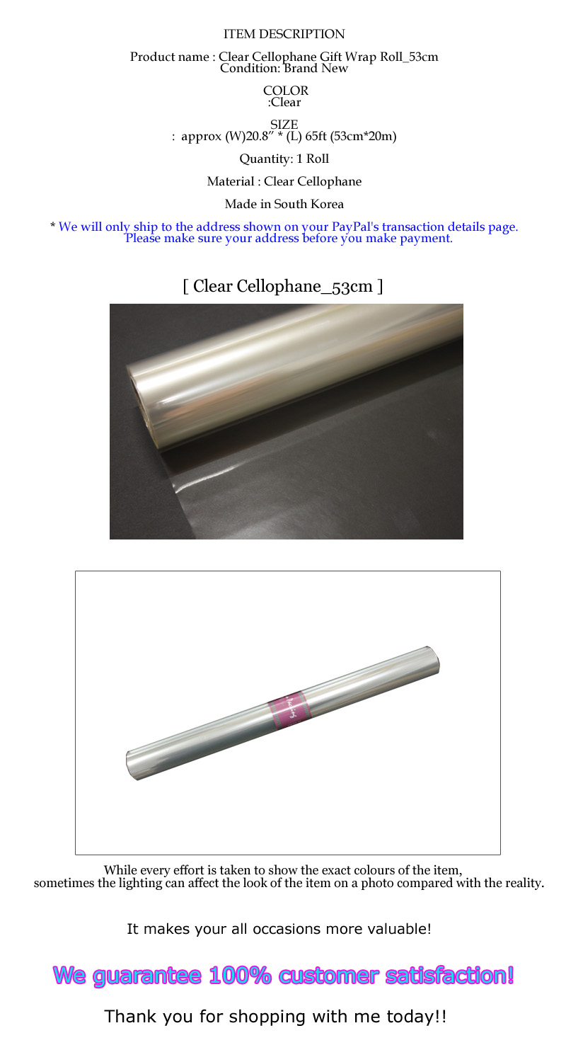 [Clear Cello Wrap_53cm] Cellophane rolls, Clear cellophane roll, 53(W